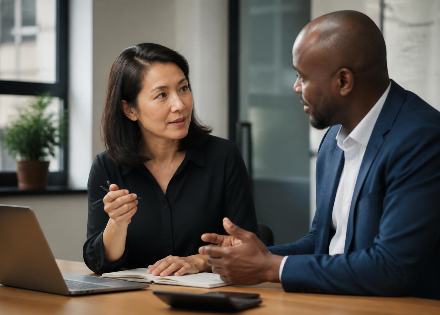 A manager and seller in a focused one-to-one coaching conversation